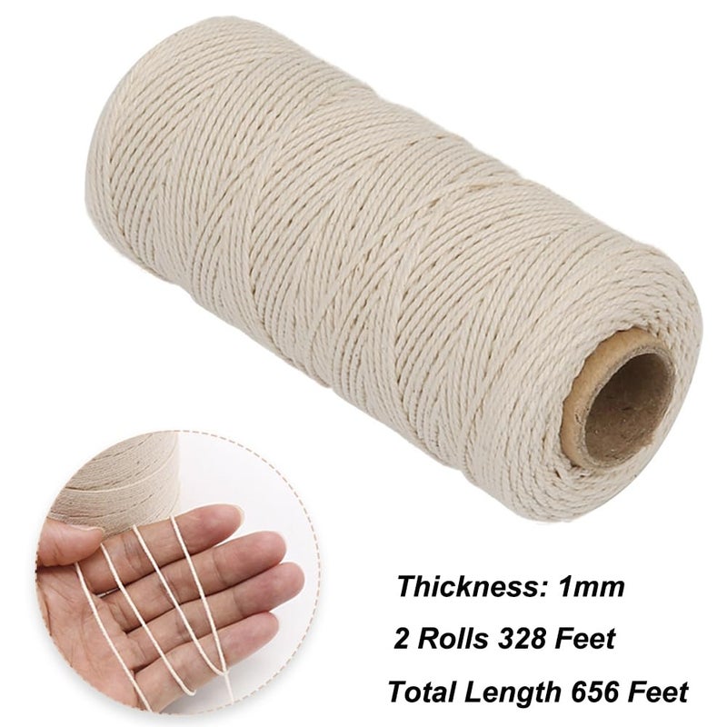 Vivifying Butchers Twine, 2pcs x 328 Feet 3Ply Cotton Bakers Twine, Food Safe Cooking String for Tying Meat, Making Sausage, Trussing Turkey, Roasting and Packing (Beige) - Image 2